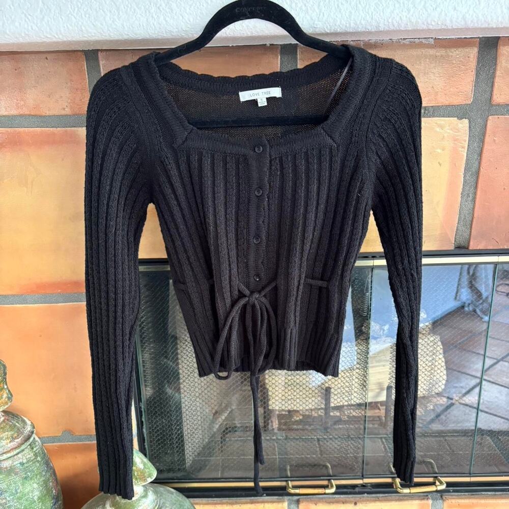 Love tree black cardigan sweater: minimilist staple